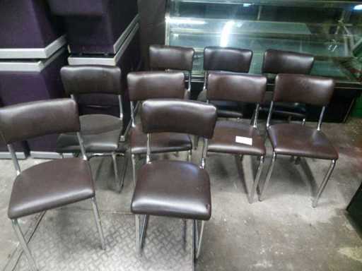 9 brown and 30 black chairs