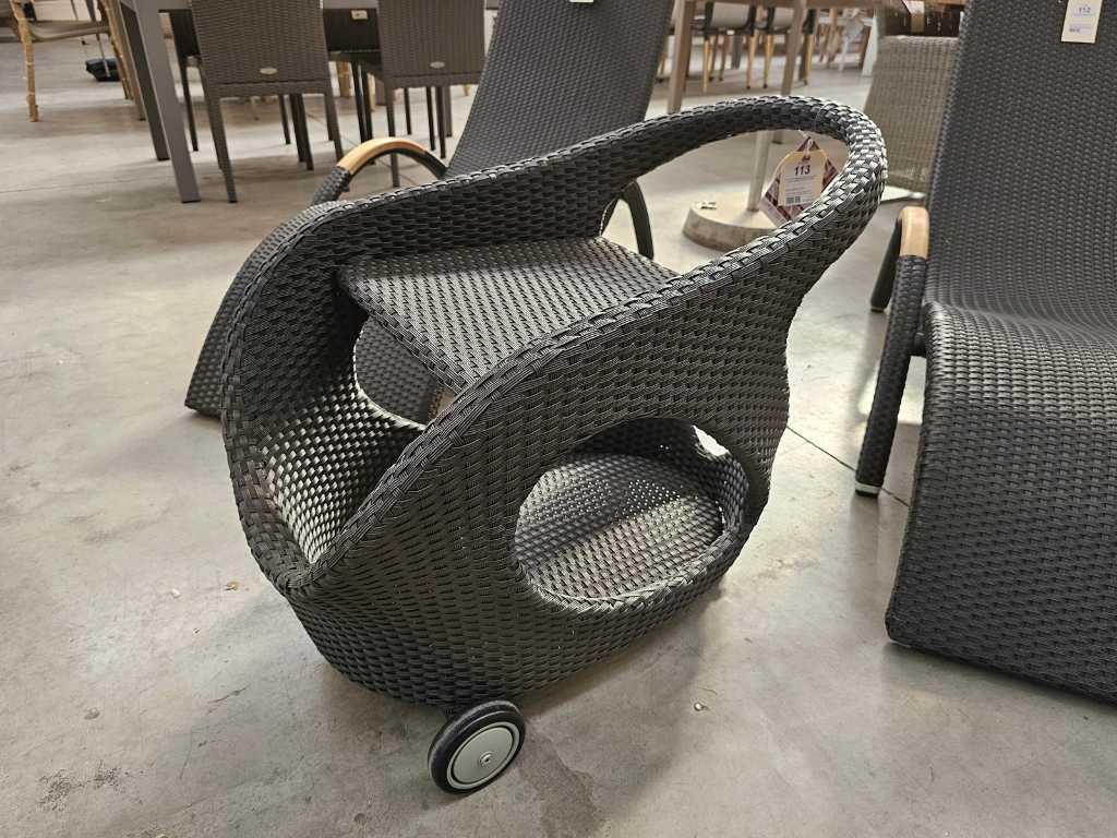 Luxury Lounge Serveerwagen Wicker Zwart Speciaal Design