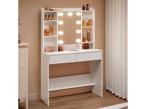 Dressing Table with LED Lights, 3 Tones and Adjustable Brightness