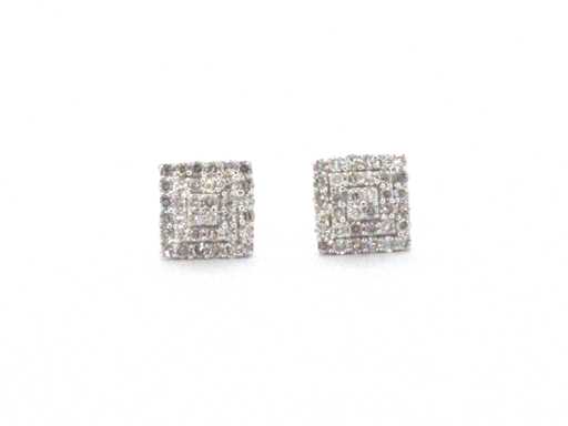 Witgouden entourage oorbellen met diamanten