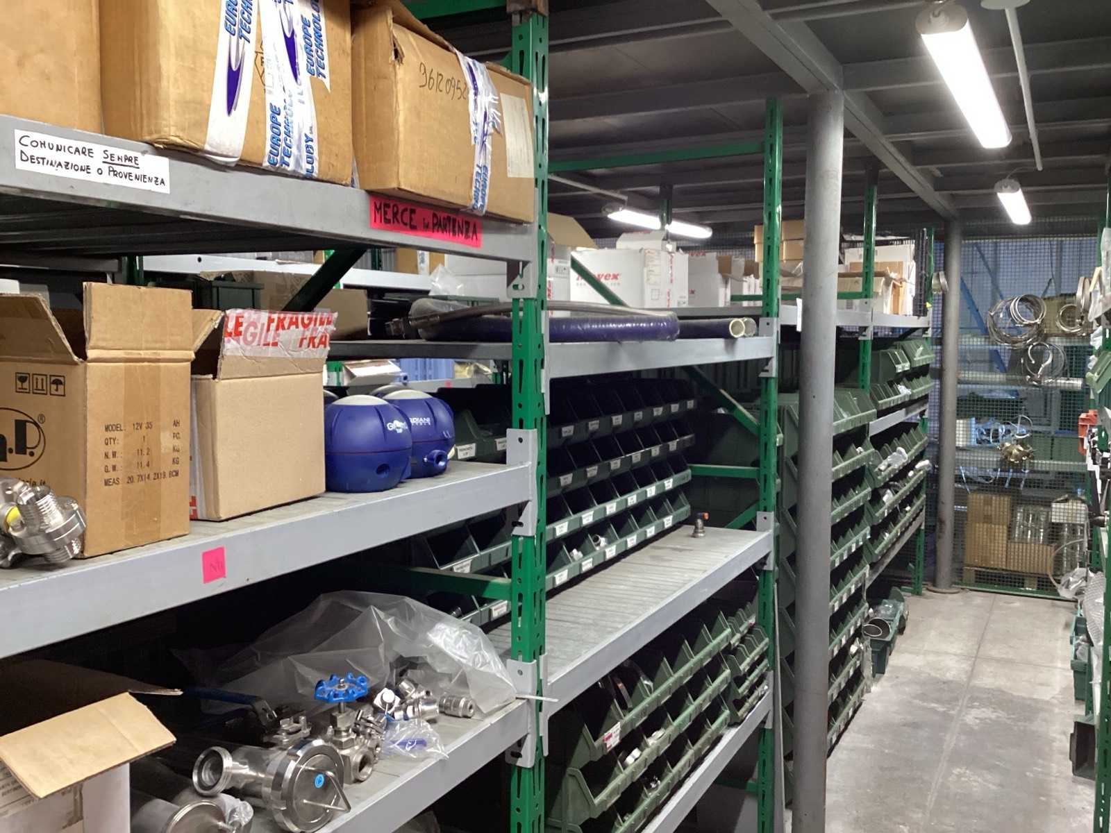 geared motors and various materials on shelving