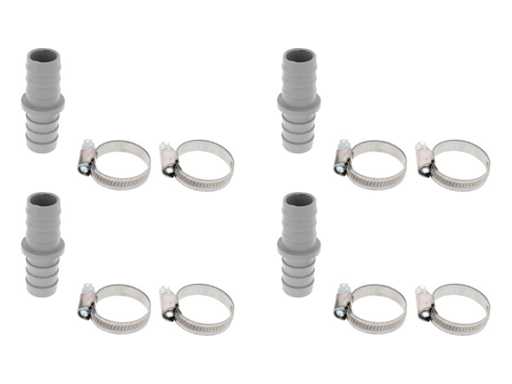 Scanpart drain hose connection set - Plastic drain connector 19 x 19 mm - 2 hose clamps 20 and 32 mm