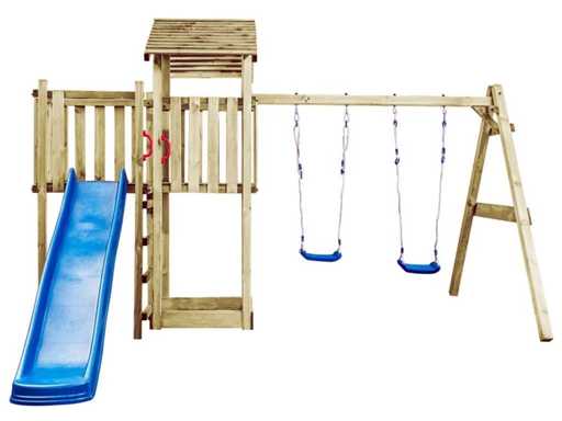 Aire de jeux avec toboggan et balançoires 407x340x263 cm