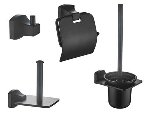 Set accessori per WC Mawialux - nero opaco - 4 pezzi