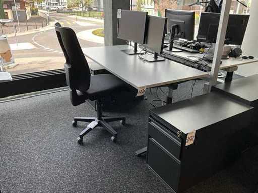 Desk with office chair and 2 carcasses