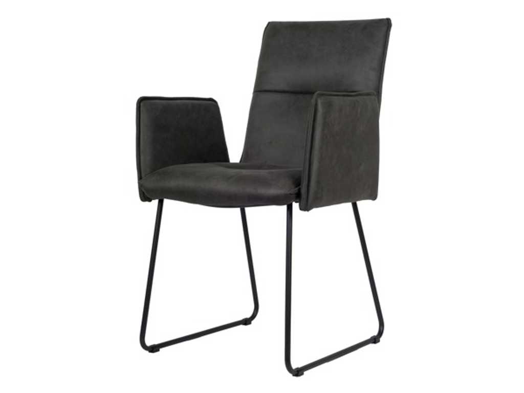 8x Design dining chair with armrest anthracite microfibre 2051