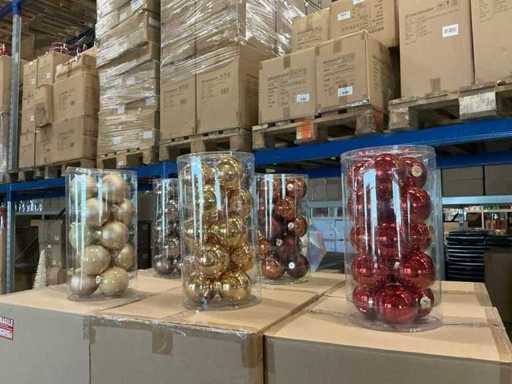 Partij diverse glazen kerstballen 80mm 15/tube (96 tubes)