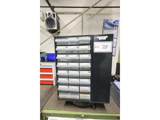   Drehregal mit Bohrplatten