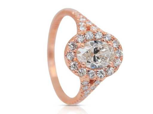 Inel de lux Diamant Natural 1,31 carate în aur roz 18k