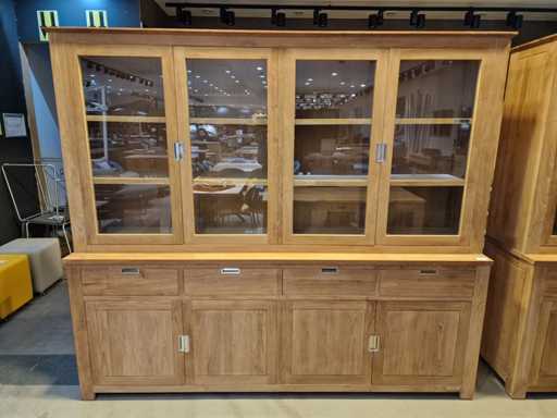 Vitrine en teck diamant moderne 240 x 50 x H210cm 8 portes