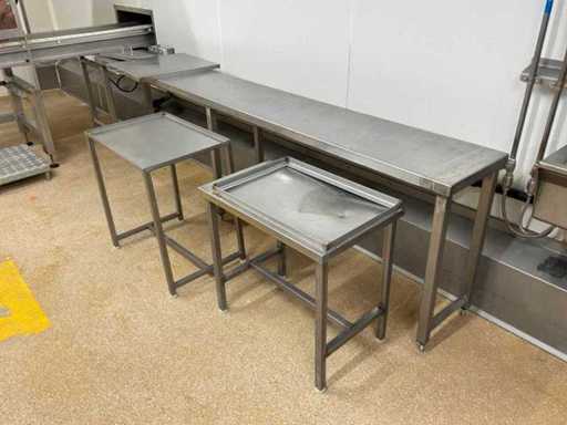 Stainless steel work tables (3x)