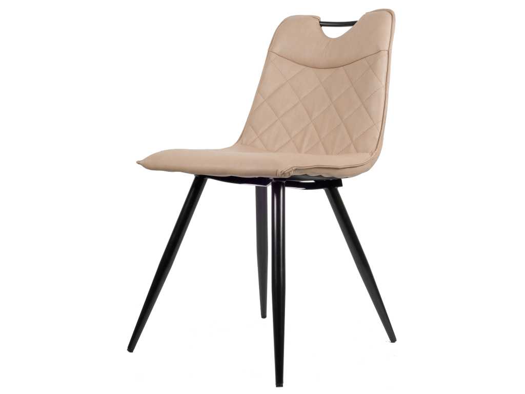 6x Design dining chair beige pu leather