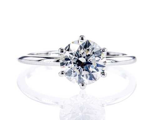 Luxury Solitaire Ring in Natural Diamond 1.58 carat in 18k white gold