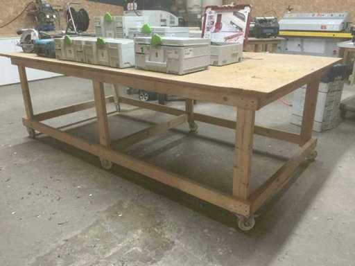 Verrijdbare Houten werktafel