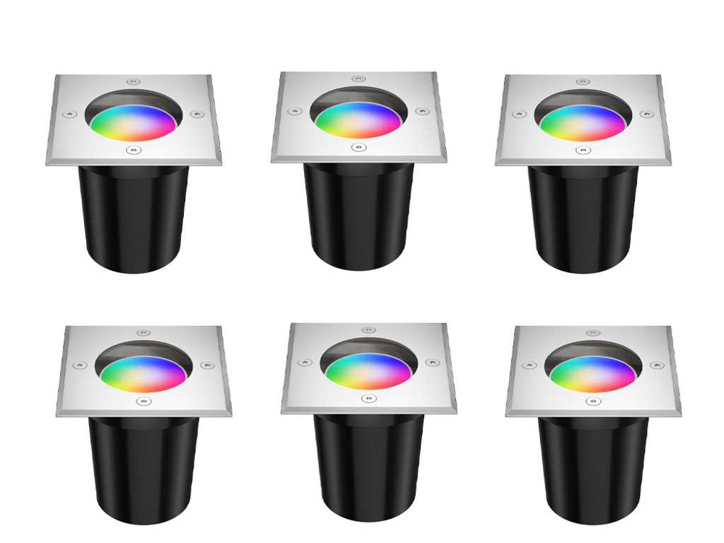 12 x GT Opal RGB spot encastrable au sol carré