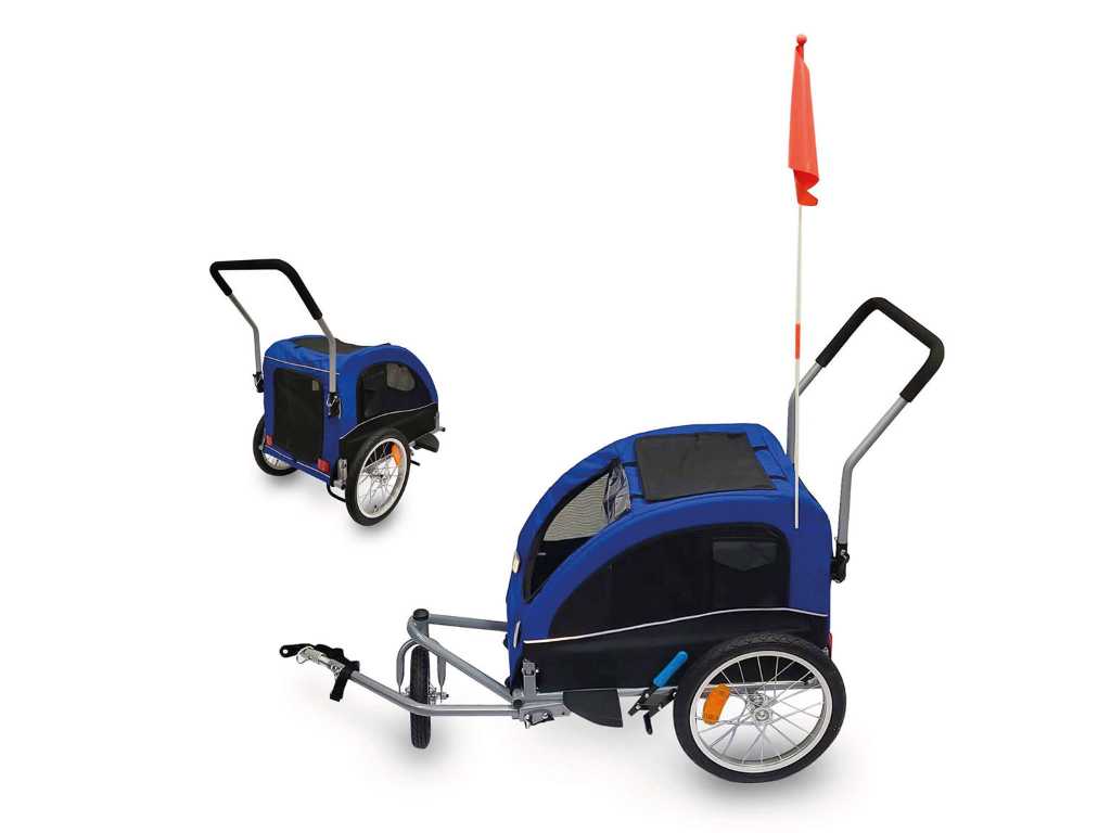 Dog buggy and trailer Bicycle trailer for dogs with reflectors and flags