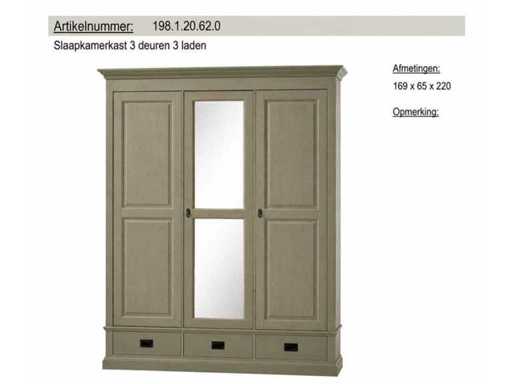 Szafka w sypialni, 3 drzwi, 2 szuflady 169x65x220cm