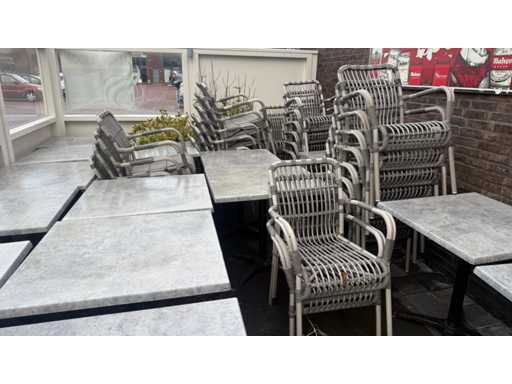 Werzalit Mobilier de terasă complet, constând din 15 mese și 46 de scaune