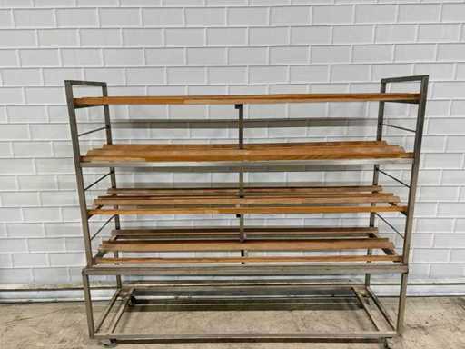 4 Delige - Afkoelwagen RVS / hout 