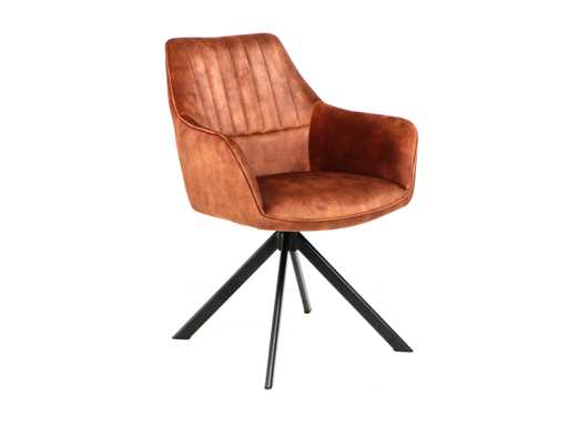 Colenis - Sedia da pranzo Noah - Cognac - Velluto Adoré - Set di 4 - Design di lusso - Comodo ed elegante - Gambe in metallo
