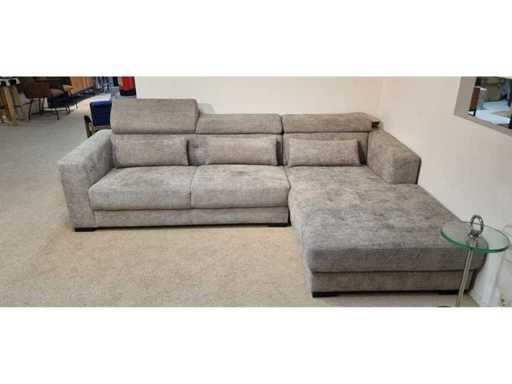 Fotel po lewej jasnoszary - 280 x 180 cm - Boucle jasnoszary - leżący po lewej