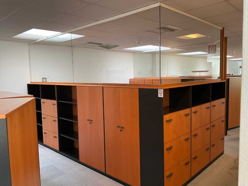 Filing cabinets / shelves with glass partitions (13x)