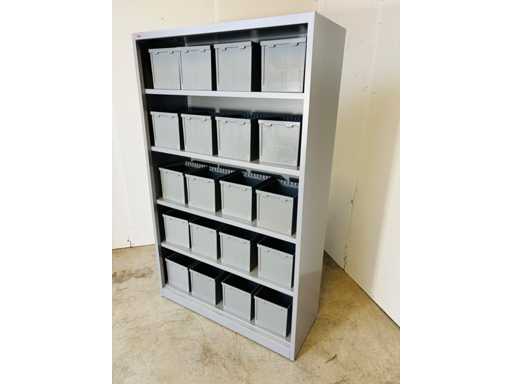 PAMI - Metal shelf 195x120x46 cm + 20 storage bins