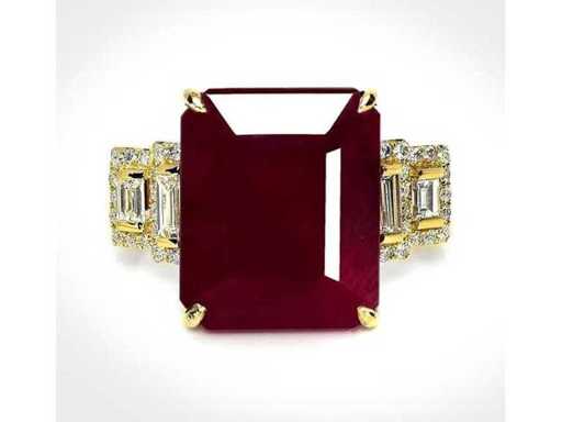 Luxe Design Ring Natuurlijke Paarsrode Robijn 9,29 karaat