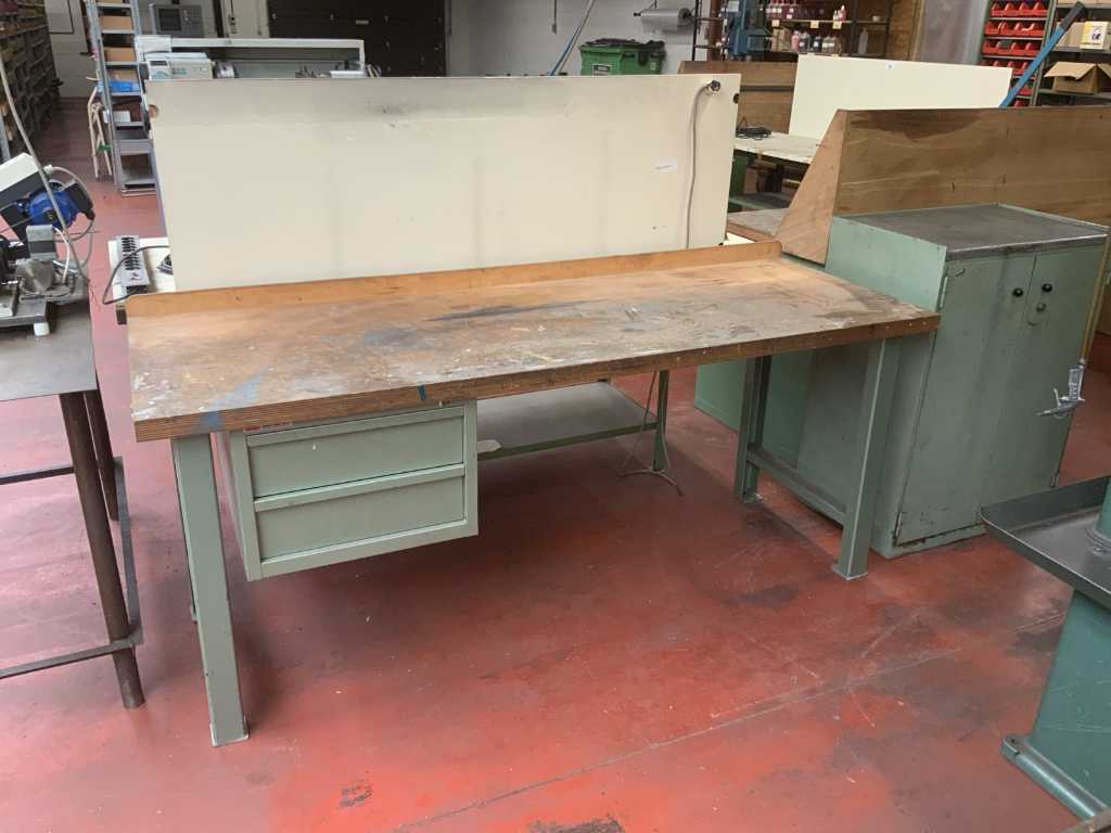 Work table with chest of drawers