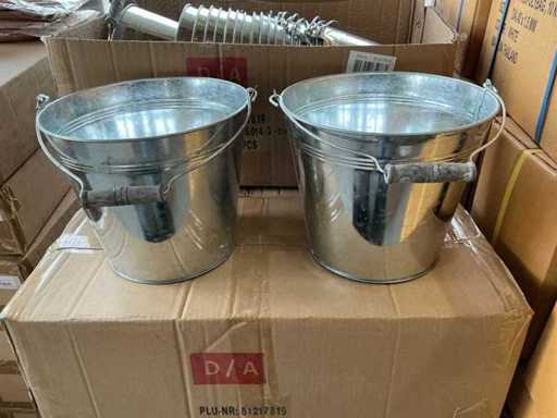 Lot de găleți din zinc cu mâner din lemn Ø25xH21cm (220x)