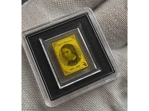 Hoogwaardige 1/1000 oz goudstaaf met artistieke Robert Schumann-reliëf en stijlvol ontwerp ter ere van de belangrijke musicus van het romantische tijdperk