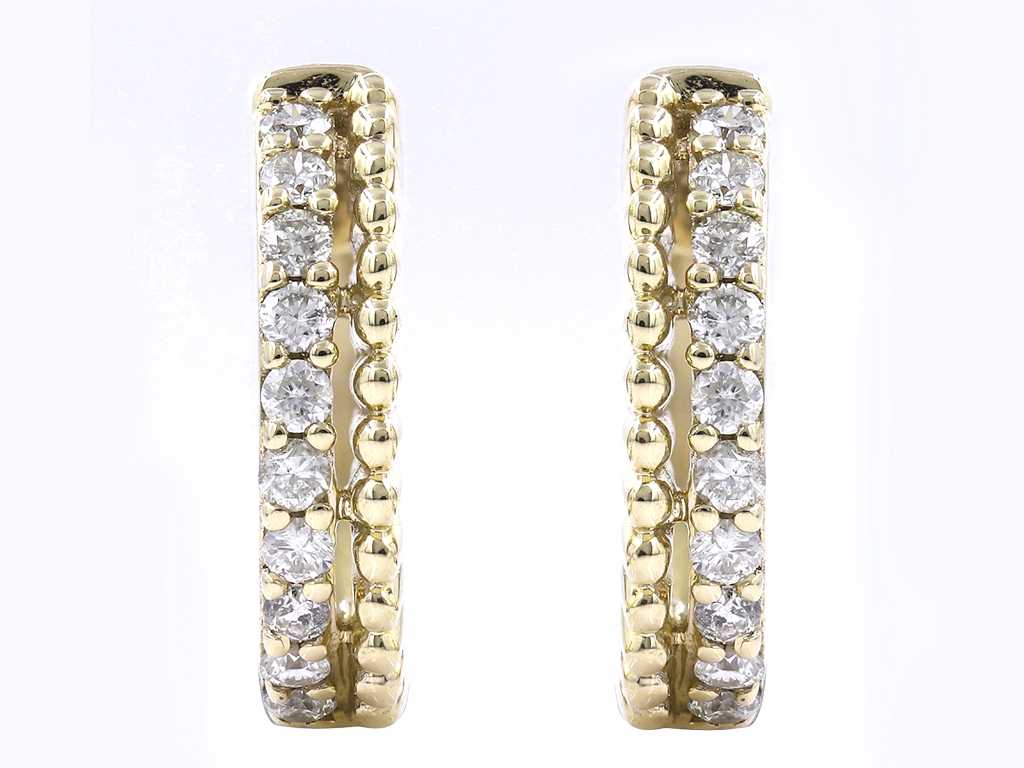 14 Kt Yellow Gold Earring With Natural Diamonds