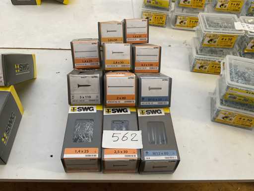 11 boxes of bolts and nails