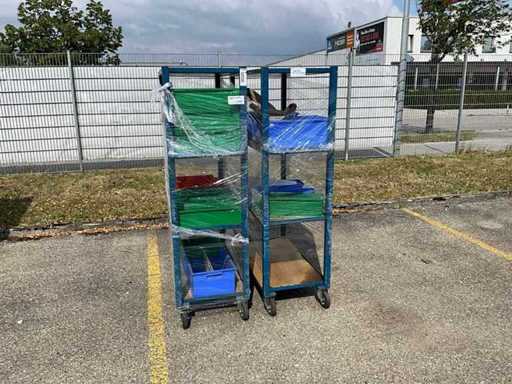 Étagère mobile avec boîtes empilables (2x)