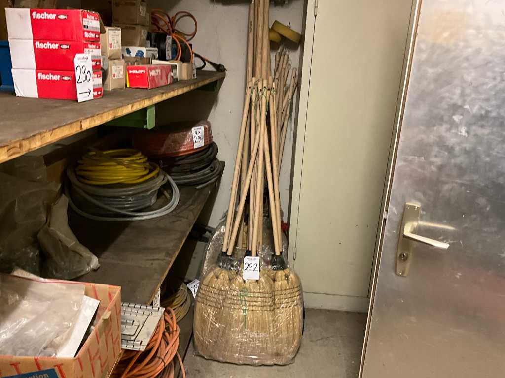 Batch of rice brooms and snow shovels