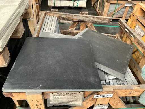 Indian black honed Natural stone garden tile