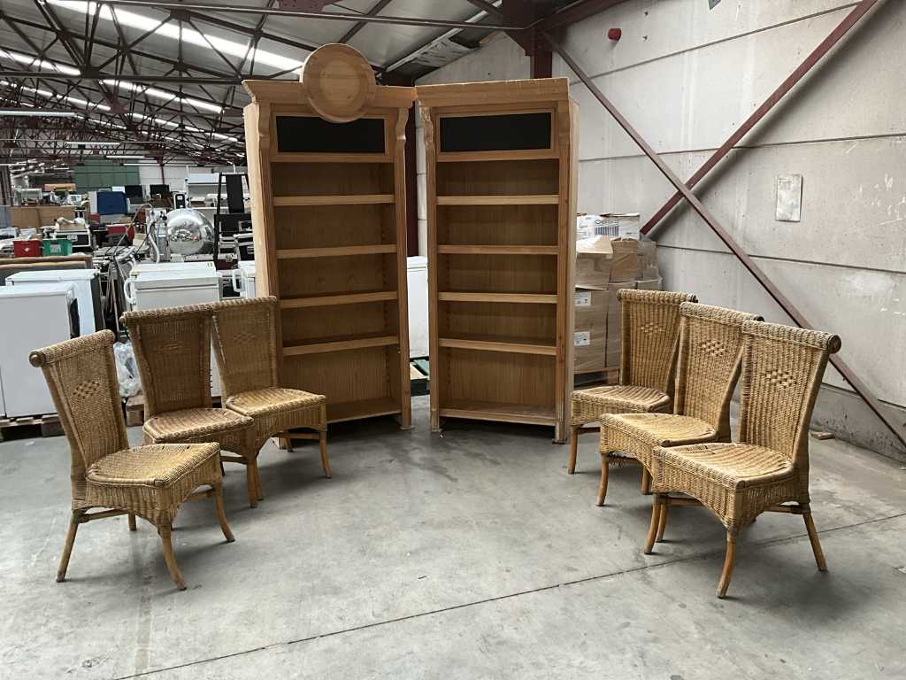 2x Wooden cabinet + 6x Chair