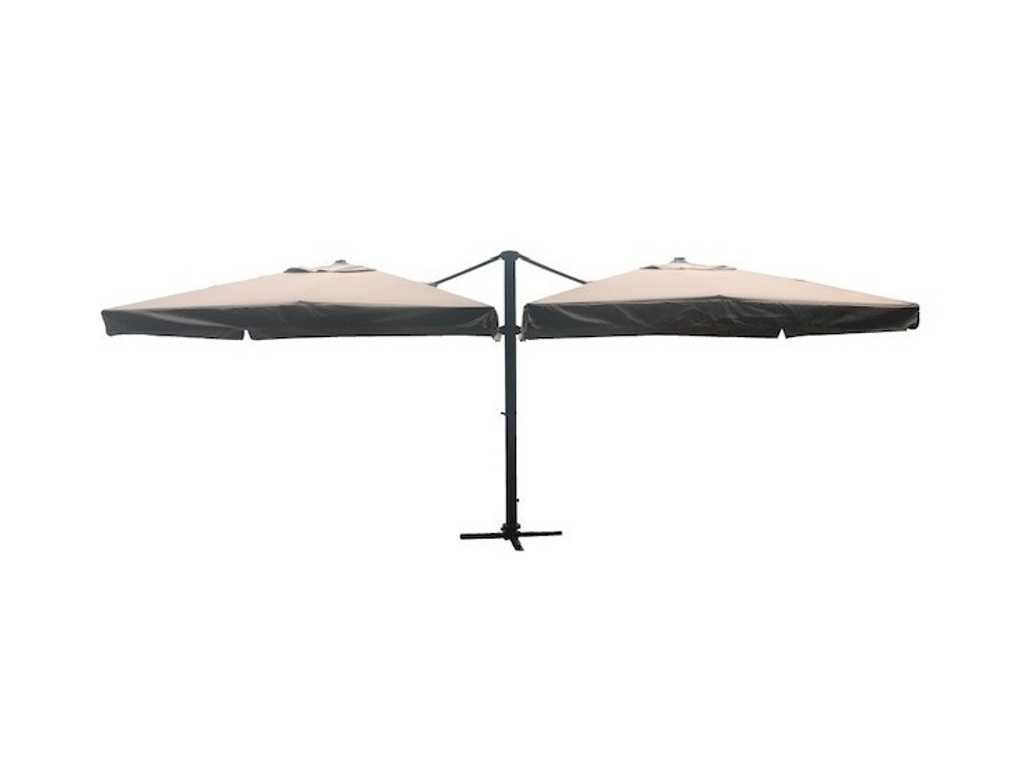 Psychologisch Bemiddelen paus Dubbele hangende parasol Zandkleurig (2 * 300x400cm)