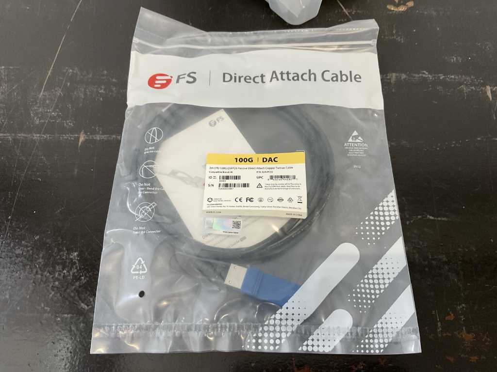 FS 100G QSFP28 Câble Direct Attatch 2M (4x)