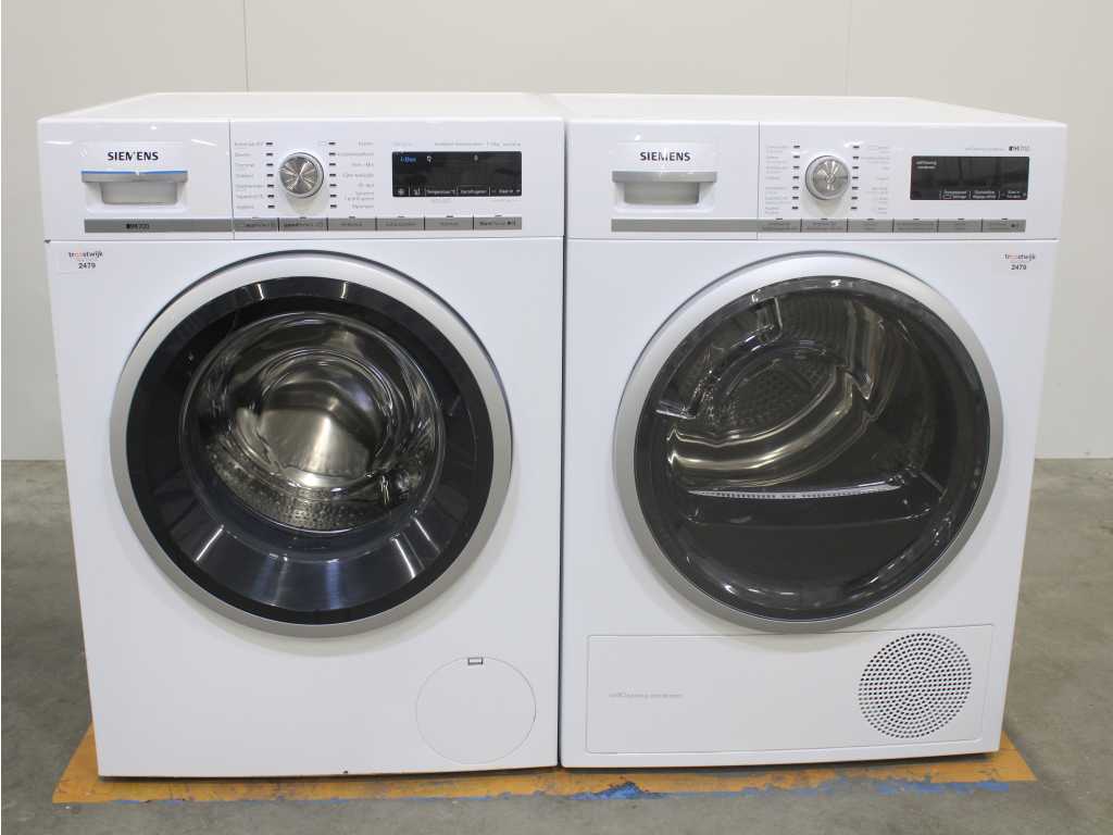 Machines à laver Siemens iQ700 iSensoric aquaStop et sèche-linge à condensation autonettoyants Siemens iQ700