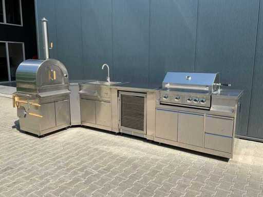 Outdoor-Küche Pizza-Ecke-Spüle-Kühlschrank-Grill Grill