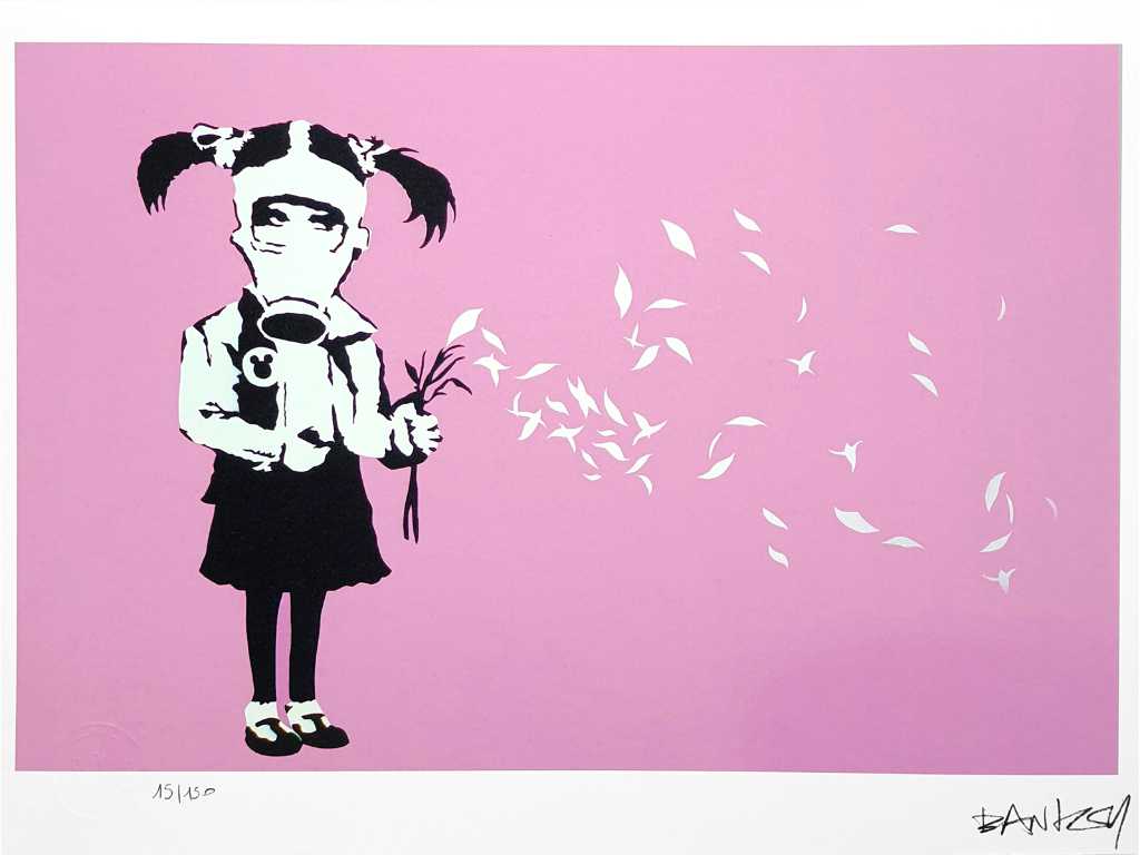 Banksy (geboren 1974), gebaseerd op - Gas Mask Girl