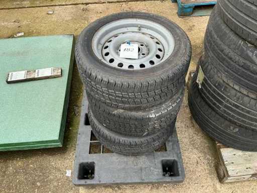 Stahlriemen-195/50R13C 104/101N FRT-Anhänger Reifen, Rad und Felge (3x)