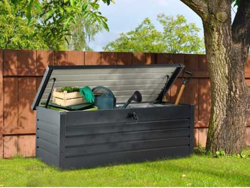 Coffre de rangement en métal 870L gris anthracite