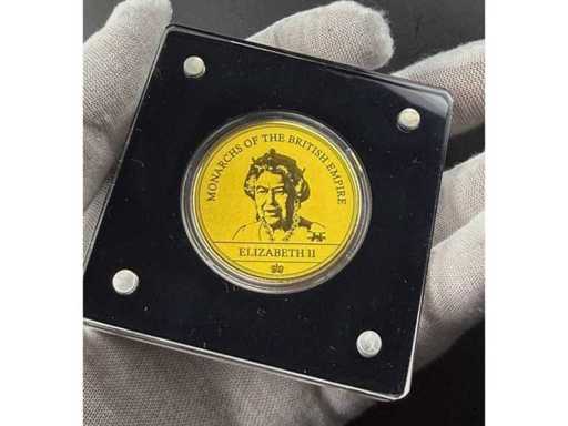 Noble gold embossing with Queen Elizabeth II motif and royal lion made of 1/200 ounce gold