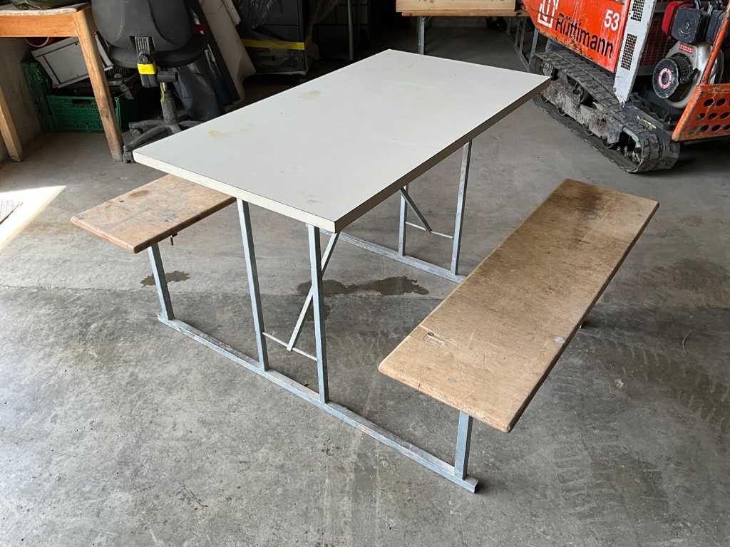 Table with integrated double bench