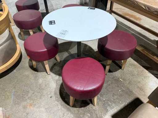 Hütten – Bistrotisch mit 3 Hockern