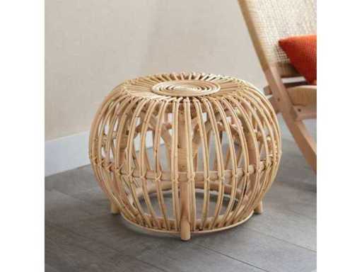 Table d’appoint en bambou + Ensemble de 3 boîtes de rangement artisanales