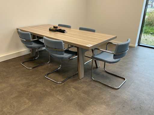 Vergadertafel met 5 sledestoelen