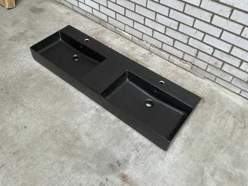 Double évier noir mat 140 x 46 cm